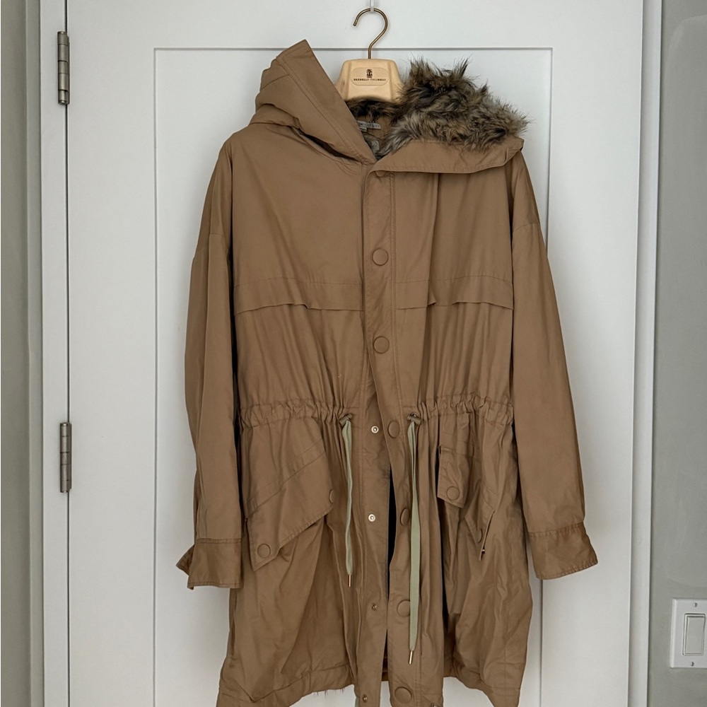 Stella McCartney faux fur lining hooded winter parka coat size IT40 - Picture 5 of 15
